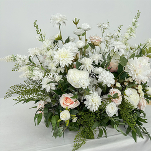 Ramo de Flores Artificiales de 60 cm, Blanco y <span class=keywords><strong>Rosa</strong></span>, Arreglo Floral de Seda Hecho a Mano, Decoración de Altar para Bodas - Product Image 2