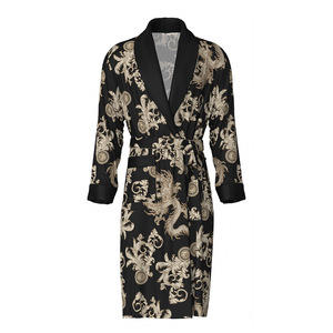 Robe en satin à manches longues pour hommes, avec imprimé Dragon, pour la maison, vêtements de nuit d'automne, tissu lisse, fibre de Polyester WP032 - Product Image 5