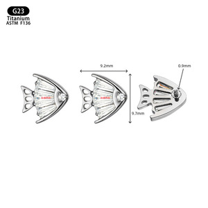 G23 <b>Titanium</b> Fish Shape Ear Cartilage <b>Studs</b> F136 5A Zircon Prong Setting Party Jewelry Replacement Heads - Product Image 4