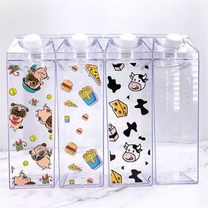 <b>Plastic</b> Leak-Proof Water <b>Bottle</b> 500ml/1000ml Square Large Capacity Dishwasher Safe Party Use for <b>Milk</b>/Juice/Tea Drink - Product Image 4