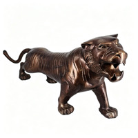 Grande statue de tigre rugissant en aluminium, finition bronze antique, sculptures de tigre en métal, décoration de table, bureau, maison, artisanat, cadeau