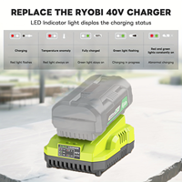 Victpower 40V 6Ah LiFePO4 Paket Baterai Lithium-Ion dengan Pengisi Daya Cepat 5A 2-Paket untuk Alat Listrik RYOBI 800-Cycle