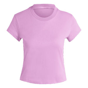 T-shirt à manches courtes à col rond pour femme, style streetwear, respirant, écologique, personnalisé, en molleton uni en coton biologique brodé - Product Image 1