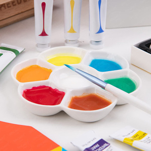 SINOART 7 puits 15cm de diamètre <span class=keywords><strong>Palette</strong></span> en céramique plateau de mélange de fleurs en porcelaine avec <span class=keywords><strong>palette</strong></span> de choix de l'artiste de peinture aquarelle acrylique - Product Image 5