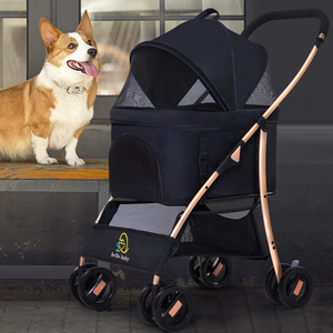 Bán Buôn Sang Trọng Có Thể Gập Lại 4-Bánh Xe Xe Đẩy Thú Cưng Oxford Chất Liệu Con Chó Tàu Sân Bay Với Mặt Trời Mưa Ô Cho Chó Nhỏ Và Mèo - Product Image 1