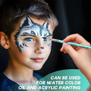 Pinceaux de peinture acrylique personnalisés en poils synthétiques de qualité supérieure Fontainebleau, pinceaux plats, angulaires et ronds pour le maquillage du visage, 7 pièces/ensemble - Product Image 6