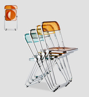 Chaise pliante en plastique transparente en gros, chaise pliante moderne pour salle à manger avec cadre en métal
