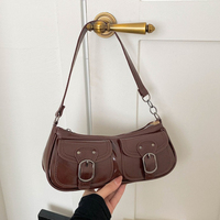 Sacs à bandoulière Y2K tendance pour filles, petits sacs à poche simples, sacs croissant pour femmes, sacs sous le bras en cuir PU au design mode, sacs à main