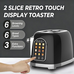 <span class=keywords><strong>Grille</strong></span>-<span class=keywords><strong>pain</strong></span> électrique rétro 2 fentes en acier inoxydable avec écran tactile, minuteur numérique, 6 types de <span class=keywords><strong>pain</strong></span> et bac à miettes amovible - Product Image 2