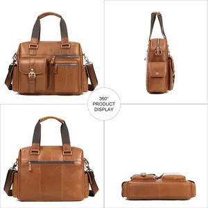 MARRANT Men Genuine Leather Duffel Bag Leather 15 Inch Laptop Briefcase Handbags Shoulder Bags Men Leather Travel Bag