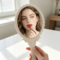 Miroir portable rétro créatif de princesse, personnalisable, avec poignée décorative pour le maquillage