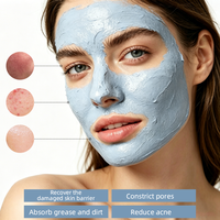 Masque de boue à l'argile et aux peptides de cuivre bleu glacier, enrichi en oligo-éléments minéraux glaciaires, pour un nettoyage facial en profondeur, un contrôle du sébum et une élimination des impuretés profondes