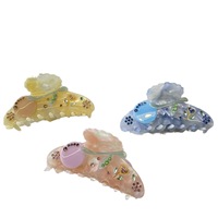 Nouvelle carte de luxe artisanale en acétate, motif fleur diamantée rose, simple, légère, écologique, sensation haut de gamme, délicate, motif requin