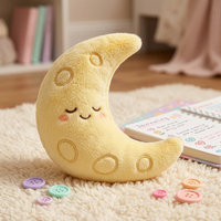 Coussin en peluche lune personnalisé en gros, oreiller croissant doux et rembourré, oreiller de nuit Kawaii pour anniversaire, cadeau pour enfants OEM ODM EN71 CE ASTM CPC