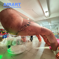 Main humaine géante gonflable réaliste avec base transparente et lumière LED pour la décoration de pelouse et de place publique