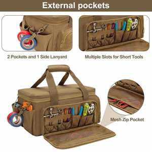 Boîte à outils portable pour électricien avec poignée souple, sac à outils de travail à large ouverture - Product Image 5