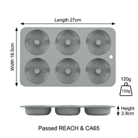 Moule à donuts en silicone de qualité alimentaire, 6 cavités, antiadhésif, résistant à la chaleur, sans BPA, plateau flexible pour four et micro-ondes