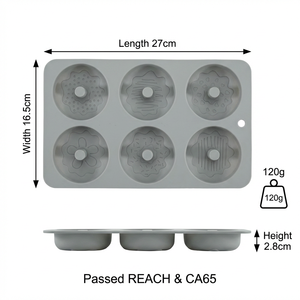 Molde de Silicona de Grado Alimenticio para <span class=keywords><strong>Donuts</strong></span>, 6 Cavidades, Antiadherente, Resistente al Calor, Libre de BPA, Bandeja Flexible para Horno y <span class=keywords><strong>Microondas</strong></span> - Product Image 5