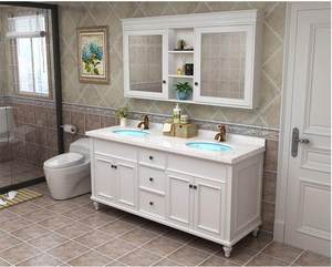 <b>Light</b> luxury American bathroom cabinet solid wood <b>oak</b> wash basin double basin marble bathroom wash basin - Product Image 5