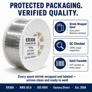 Filo in Acciaio Inossidabile ER308 ER308L <span class=keywords><strong>0</strong></span>.8mm 1.2mm 15kg AWS A5.9 Filo Solido per Saldatura MIG in Acciaio Inox Produttore Cinese - Product Image 4