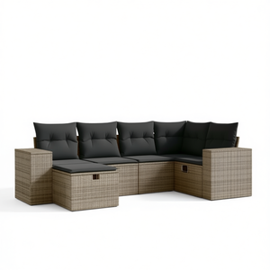 Conjunto de Sofás de Jardín de Ratán Gris, Muebles de Exterior con Cojines de Espuma de Alta Densidad, Diseño Contemporáneo Impermeable - Product Image 1