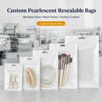 Sacs à fermeture éclair translucides nacrés en PE personnalisés en usine pour bijoux, boucles d'oreilles, bagues, bracelets