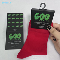 Étiquette en papier personnalisée pour emballage de chaussettes pliées, étiquette de chaussettes avec crochet en plastique, étiquette suspendue en papier pour chaussettes