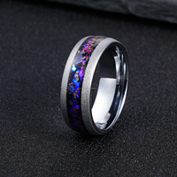 Bague en tungstène doré 8 mm avec texture électro-argentée incrustée, motif galaxie, résistante aux rayures, classique, confortable, tendance, pour le quotidien et les affaires