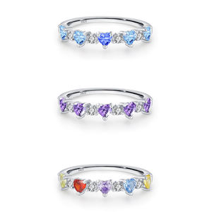 Işık lüks 925 ayar gümüş güzel takı tatlı renkli kübik zirkonya istiflenebilir yüzükler aşk kalp söz yüzüğü - Product Image 1