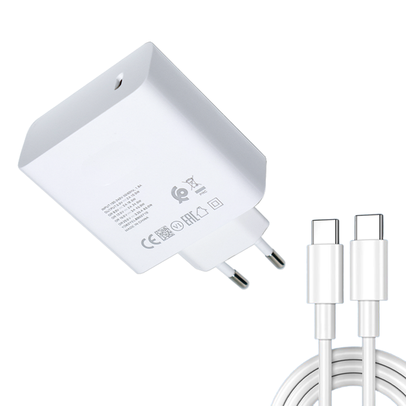 หัวชาร์จสีขาว 65W + สาย C-C ยาว 2 เมตร