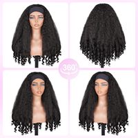 Nouvelle Arrivée Perruques Synthétiques Longues Afro Bouclées avec Bandeau pour Femmes, Perruques Bandeau en Soie Glacée Noire pour Dames