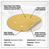 Disque de ponçage pour le polissage des surfaces en bois, abrasif humide et sec, papier abrasif rapide