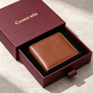 Elegant Custom Eco-friendly for Certified Rigid Wallet Drawer Box with Sponge Lining Gold Foil Logo for Gift Packaging - Product Image 2