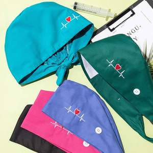 Gorros de Enfermera para Mujer, Gorros de Trabajo con Botón y Banda Absorbente de Sudor, Gorros Quirúrgicos Elásticos Ajustables para Uniforme de Dentista - Product Image 2