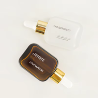 Flacon rectangulaire givré de nouveau style bouteille en verre blanc ambre emballage cosmétique personnalisé de 30ml avec bouchon compte-gouttes pour sérum d'huile capillaire