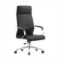 Chaise de bureau exécutive en cuir minimaliste, pivotante, réglable en hauteur, avec accoudoirs confortables pour une longue assise