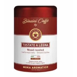 Café moulu Blasini 100% Arabica aromatique, torréfié sur bois, goût doux, 250g x 6 boîtes en métal pour cafetière Moka Antica - Product Image 1