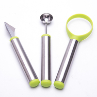 3-delige set roestvrijstalen keukenaccessoires, fruitdecoratie, meloenbollepel, fruit snijgereedschap