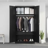Armoire métallique industrielle à double porte verrouillable en acier pour le rangement de vêtements avec étagères réglables pour dortoirs du personnel