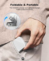 Cargador Rápido GaN de 65W, Cargador de Pared USB de 4 Puertos con Enchufe Estadounidense Plegable, Adaptador de Cargador de Viaje Multipuerto, Enchufe Europeo y Británico, Blanco