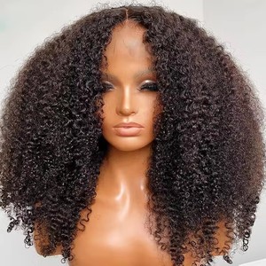 <strong>Afro</strong> Kinky Curly Brazilian Virgin Human Hair Bob Frontal <strong>Wig</strong> HD Transparent Lace Front Glueless Pre-Plucked for Black Women - Product Image 2