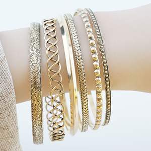 Tiyo ABB076 Juego de Pulseras Unisex de Aleación de Cobre Chapado en Oro de 14K, Estilo Bohemio, Multicapa, Geométrico, Retro, Tallado, Primavera 2025, Zhejiang - Product Image 4