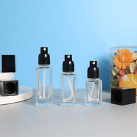 Emballage cosmétique carré de luxe 15ml 20ml 30ml 40ml, flacon en verre transparent/givré vide pour sérum, lotion, fond de teint, avec compte-gouttes