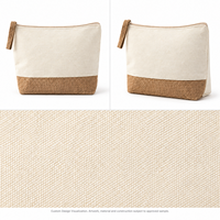 Pochette cosmétique à fermeture éclair bicolore en toile et jute personnalisée OEM ODM