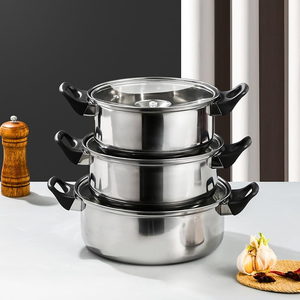 12-Piece Anti-Rust Stainless Steel <b>Cookware</b> <b>Set</b> Non-Stick Kitchenware Including Fry Pan Cooking Pot for Kitchen Use Metal - Product Image 2