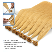 Extensions de cheveux humains blondes lisses à pointe en U, double épaisseur, couleur personnalisée, à cuticules alignées, très demandées en 2026