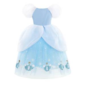 Robes bouffantes imprimées pour filles MS Clothes, costume de cosplay d'anime pour Halloween et carnaval, robe de princesse bleu clair pour enfants - Product Image 2