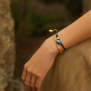 Fashion Charm <b>Bracelet</b> Blue <b>Rope</b> Gold Chain PVD Plated Stainless Steel Sustainable Resistant Jewelry - Product Image 3