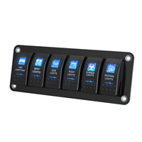 Panneau de commutation à bascule 6QG 6 voies pour véhicule 12-24V avec étiquette pré-imprimée bleue, fusible 10A, CE ROHS pour voiture, bateau, camping-car, camion
