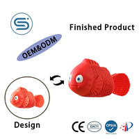 Jouets à mâcher pour chien en caoutchouc naturel durable, forme de poisson, jouet interactif qui couine, jouet de nettoyage des dents pour les chiens agressifs